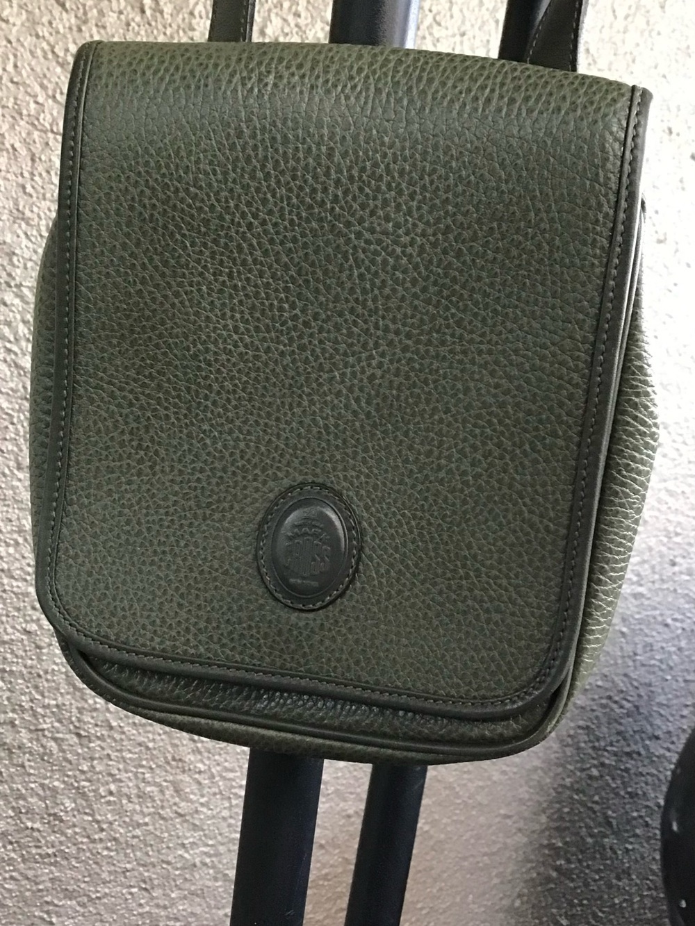 Vintage olive green pebbled leather Mark Cross crossbody bag